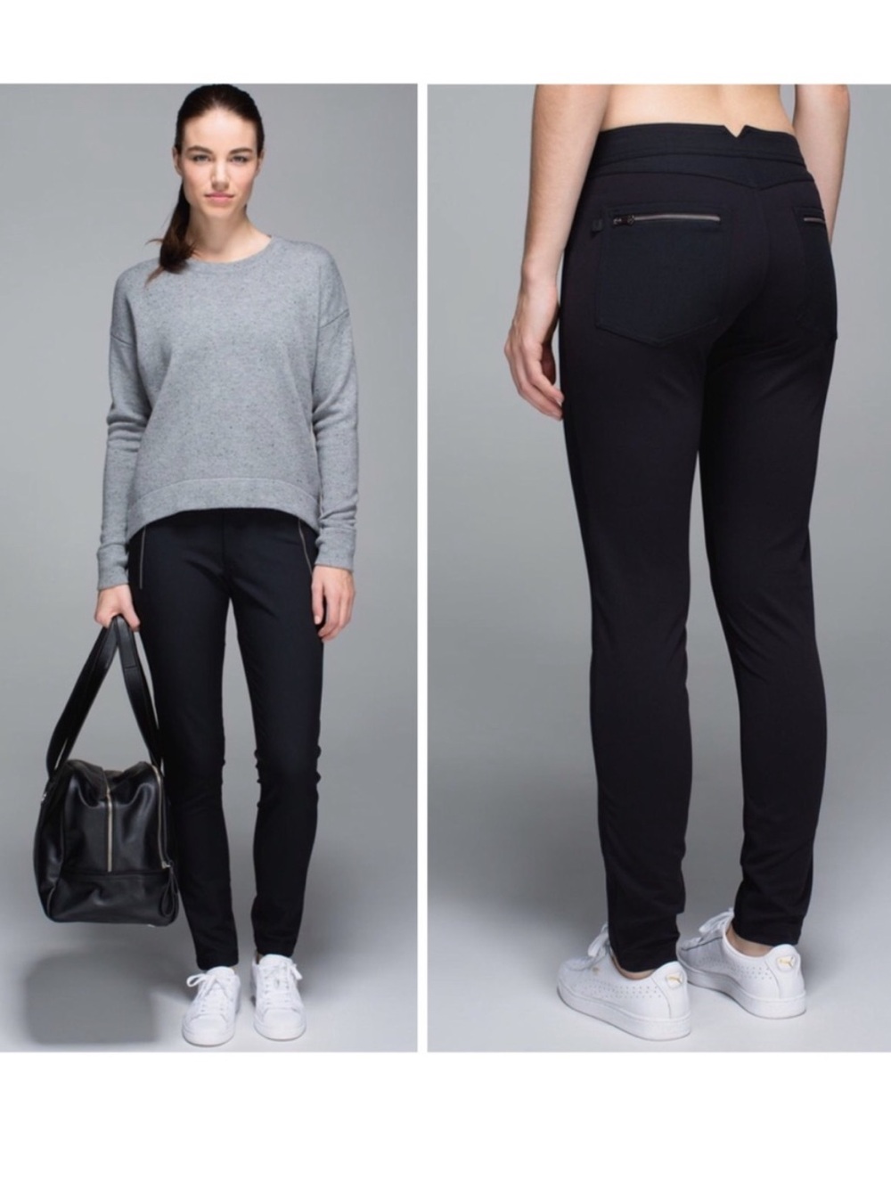 Lululemon Better Together Zip Front Black Pants Zip Pockets Reflective Women’s 4